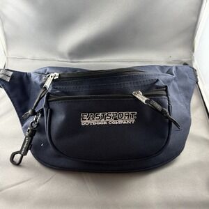 Eastsport Outdoor Company‎ Fanny Pack Navy 3 Zipper Pockets Belt Bag Retro Style